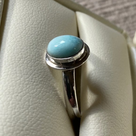 Blue Larimar Sterling Silver Ring - Size 6.5 - Picture 3 of 7